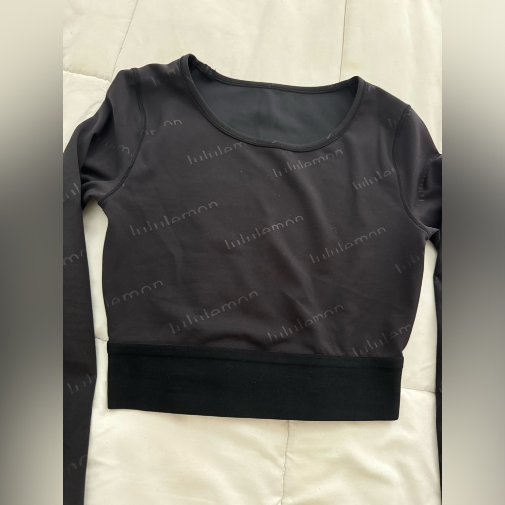 Rare Lululemon Wunder Train Crop Long Sleeve *Special Edition emboss gold logo - Picture 11 of 14
